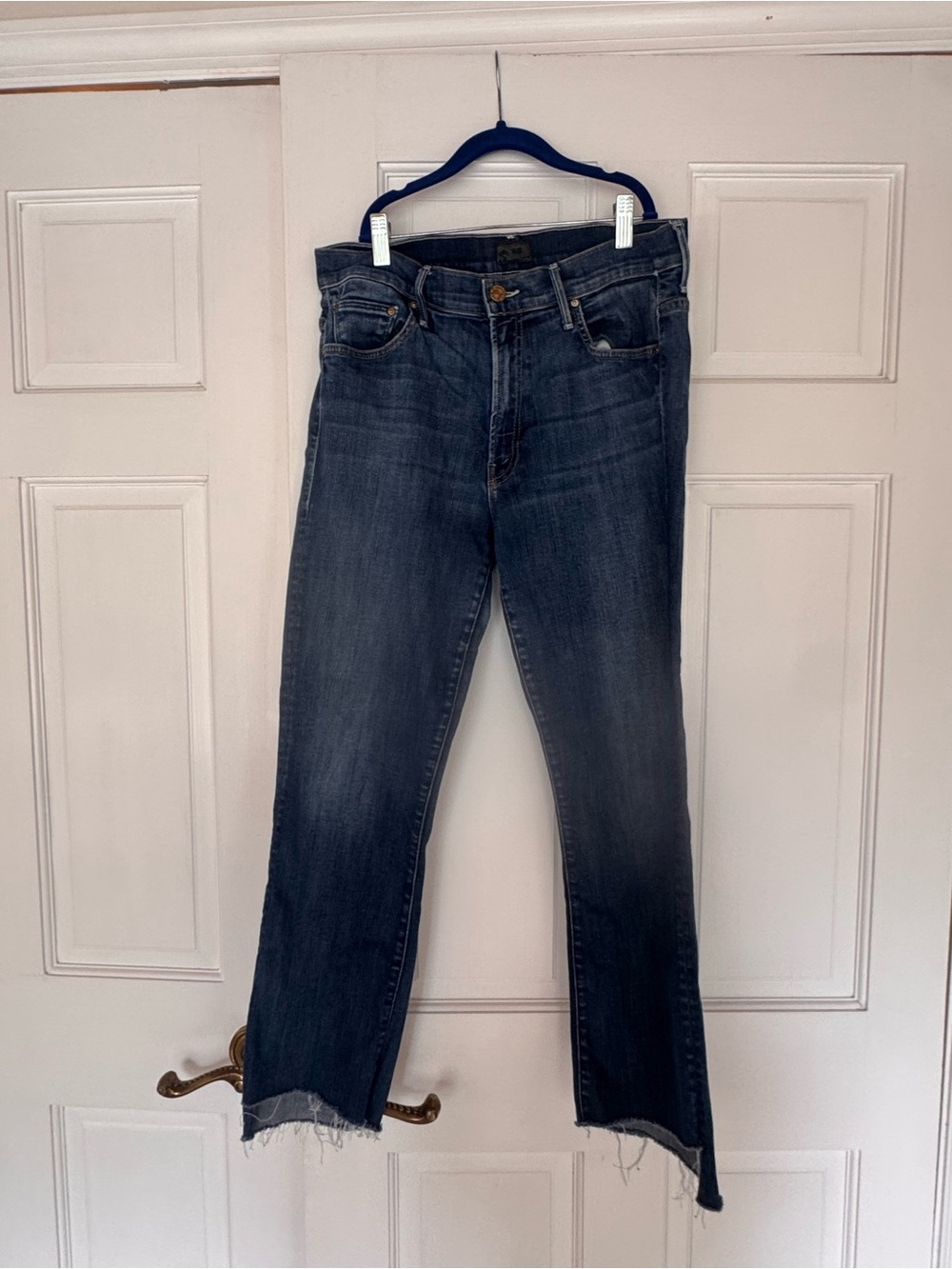 MOTHER Dark Blue High-Rise Straight Jeans